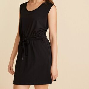 LOFT Lou And Grey Luvstretch Black Sleeveless Drawstring Mini Dress Size SP